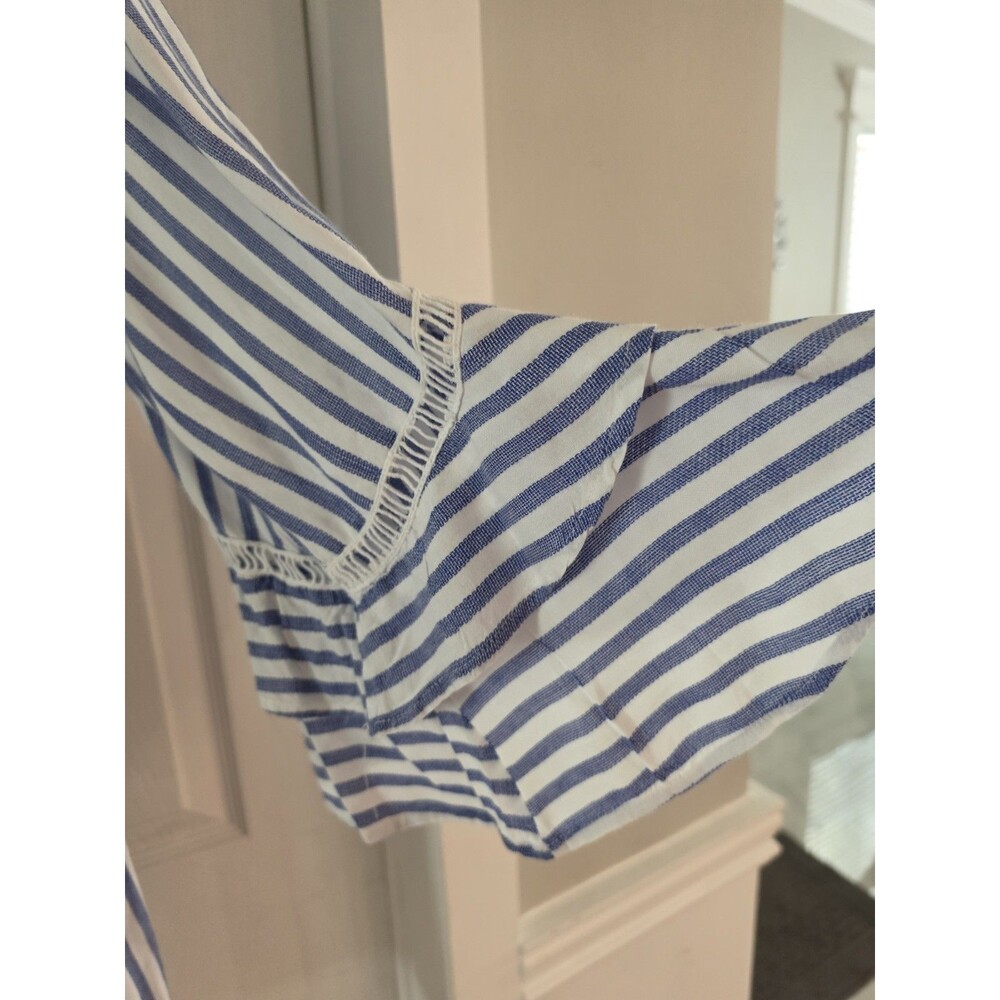 NWOT Blue Island 100% Rayon White Stripe Beach Cover-Up Dress Bell Sleeves XL - Picture 9 of 9